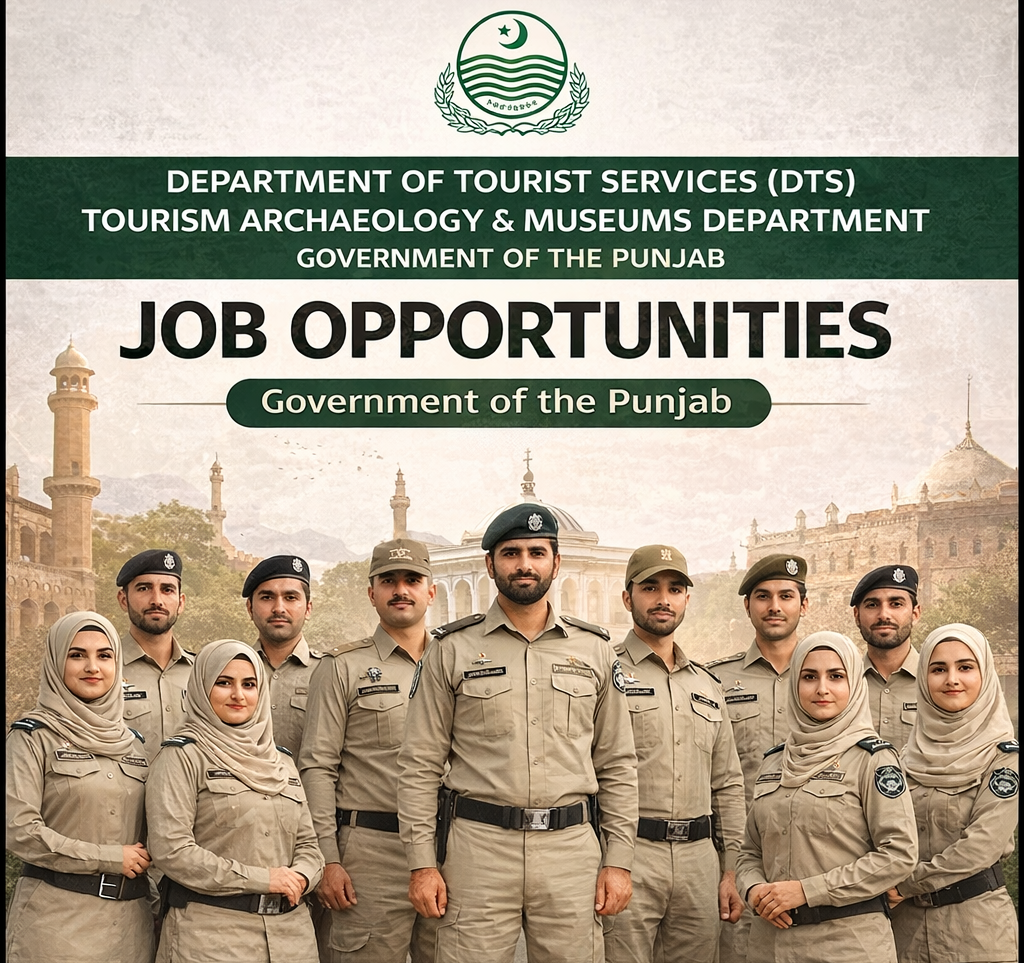 Department of Tourist Services Punjab jobs advertisement 2026 with uniformed Punjab Tourism Force officers and job opportunities, more details visit www.ejobpk.com